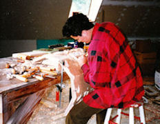 Workshop, Carving pipe shades for The Gottfried and Mary Fuchs Organ, Pacific Lutheran University, wood carver Jude Fritts